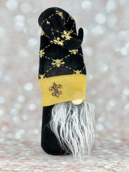 Black and Gold Fleur De Lis Gnome